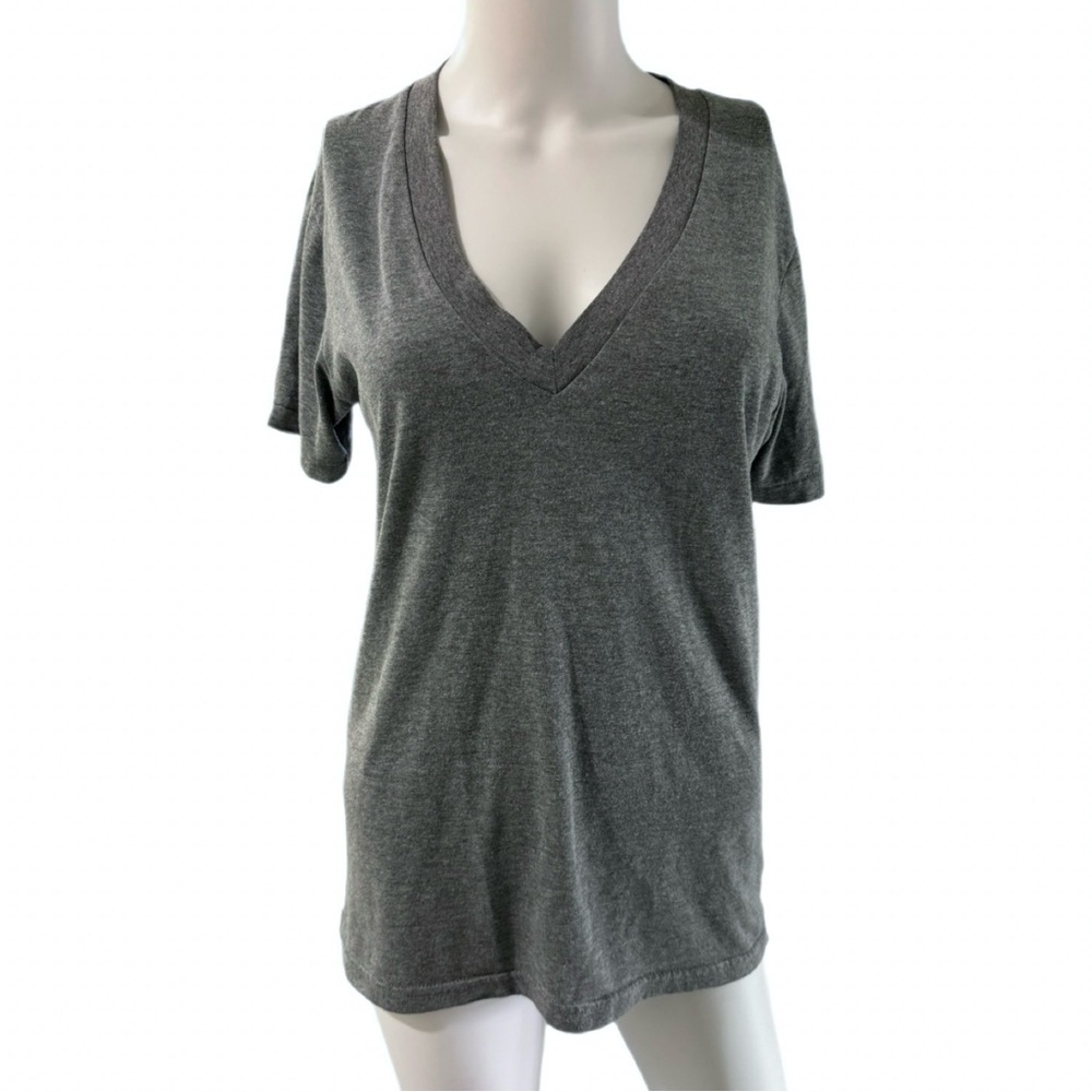 American Apparel Tri Blend Collection Shirt Heather Gray with Deep V-Neck